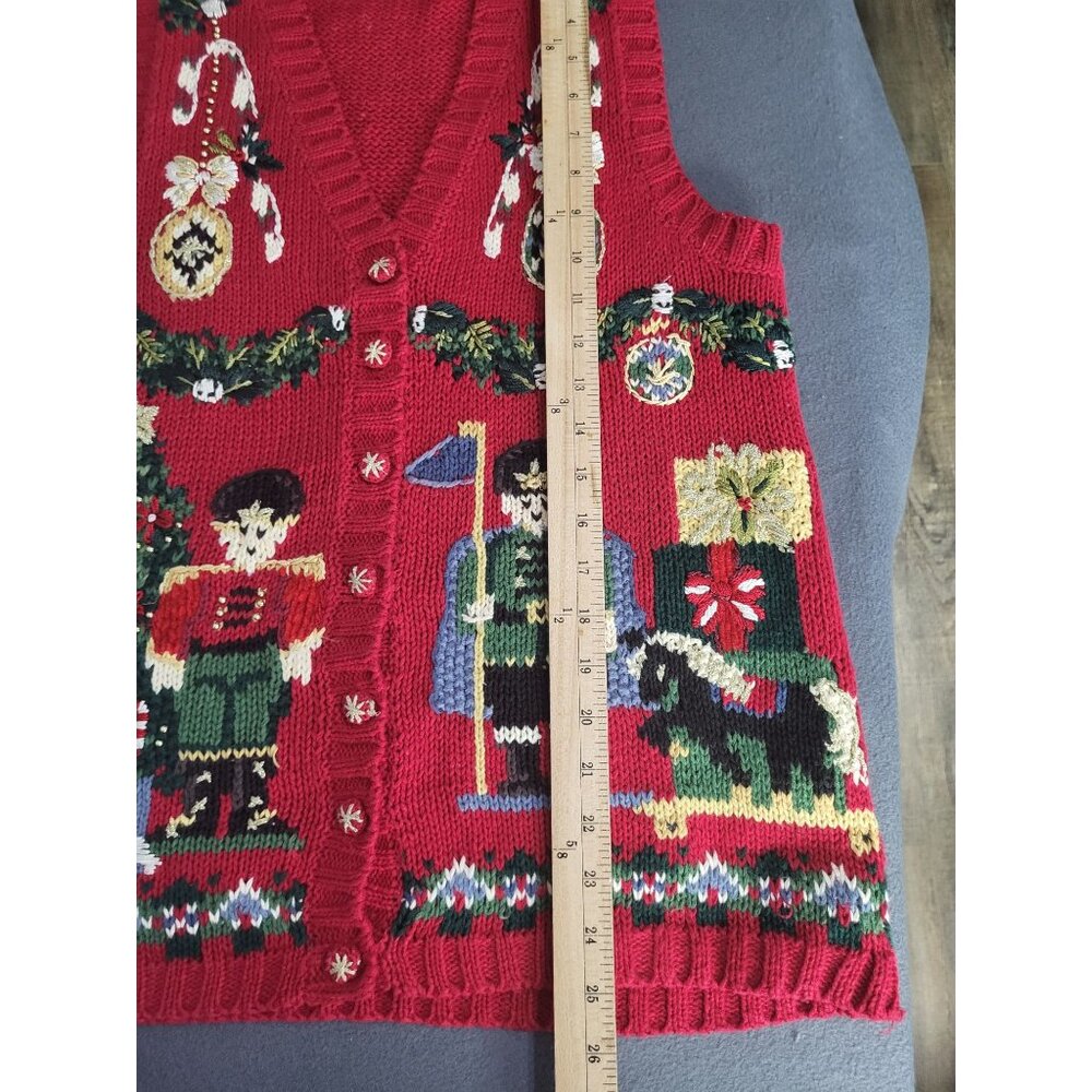 VTG Heirloom Collectibles Ugly Christmas Sweater Vest Nutcracker Holiday SZ S - Picture 5 of 9